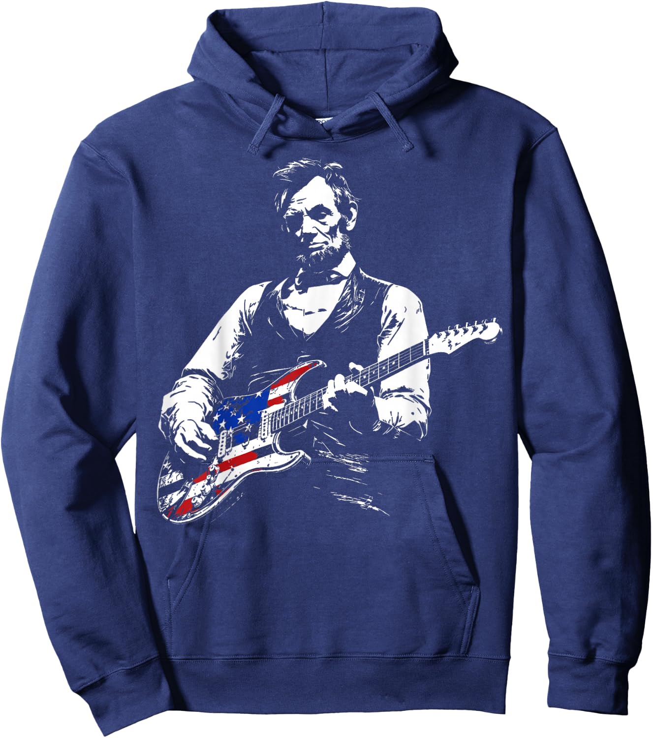 Abraham Lincoln American Flag Guitar Vintage Rock Music Hoodie - Hoodie | Navy