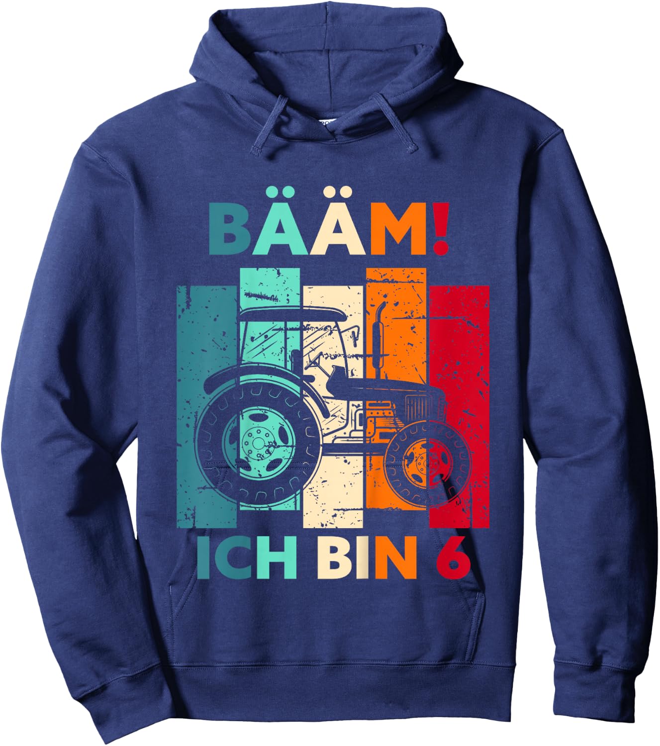 Children's Bäm! Ich bin 6 Years Boy 6th Birthday Tractor Farmers , black Hoodie - Hoodie | Navy