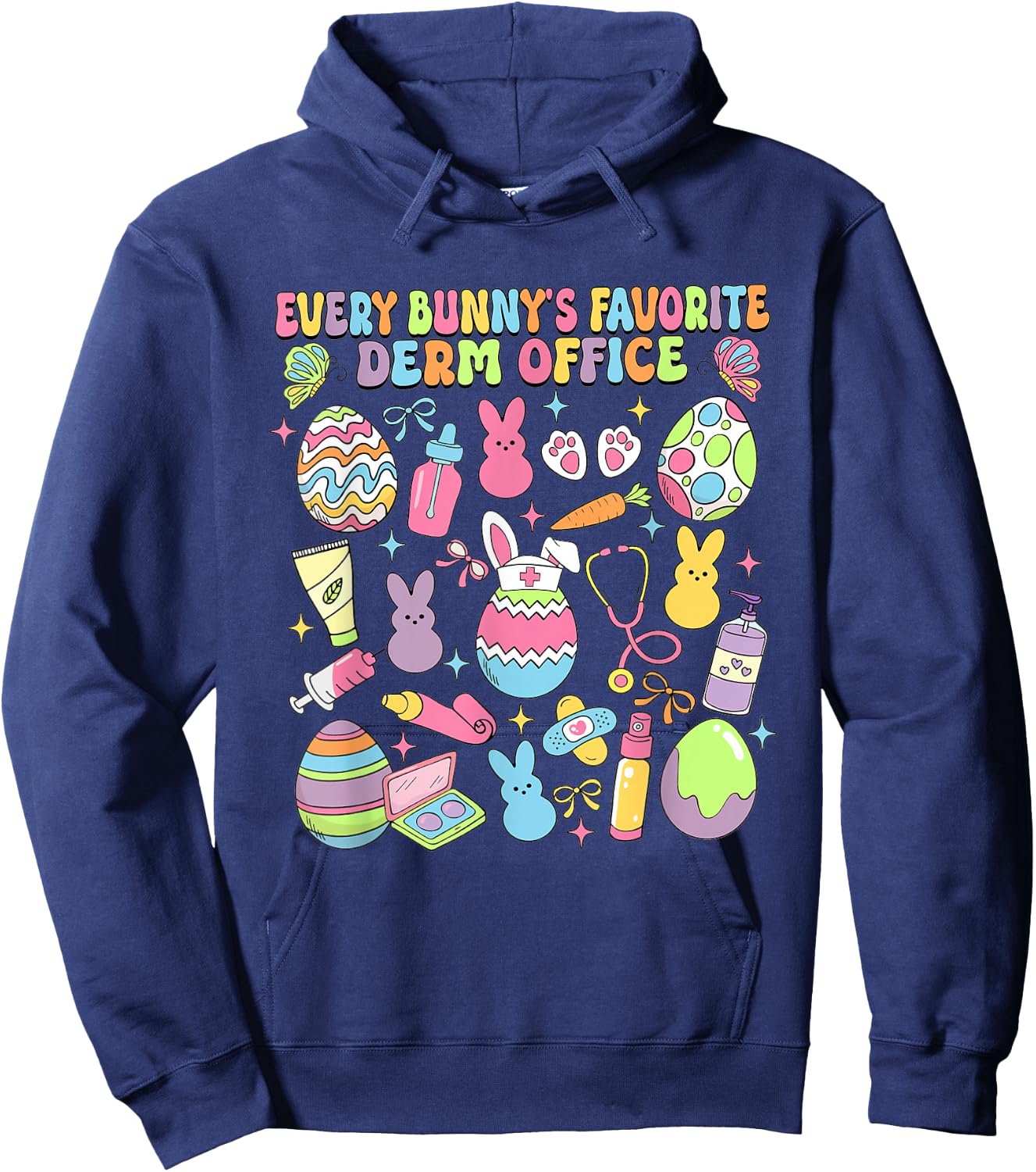 Every Bunny's Favorite Derm Office Dermatology Bunny Hoodie - Hoodie | Navy