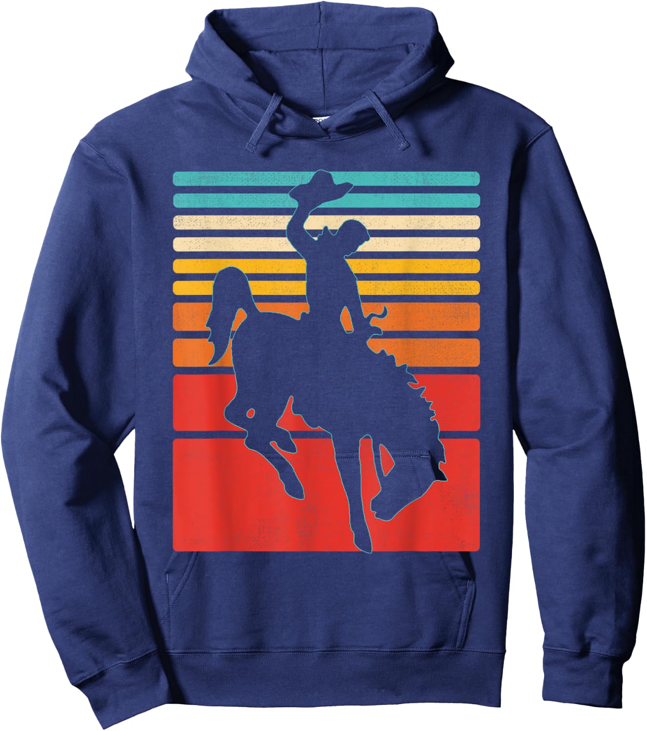 Rodeo Bucking Bronco Horse Retro Style Hoodie - Hoodie | Navy