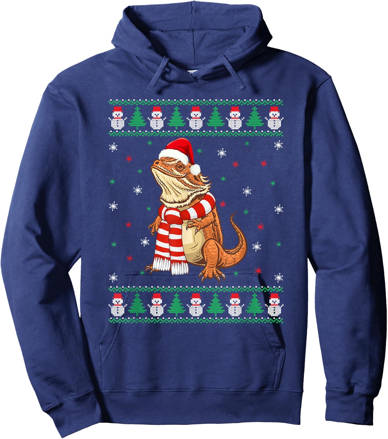 Bearded Dragon Animal Matching Family Ugly Christmas Sweater Hoodie - Hoodie | Navy
