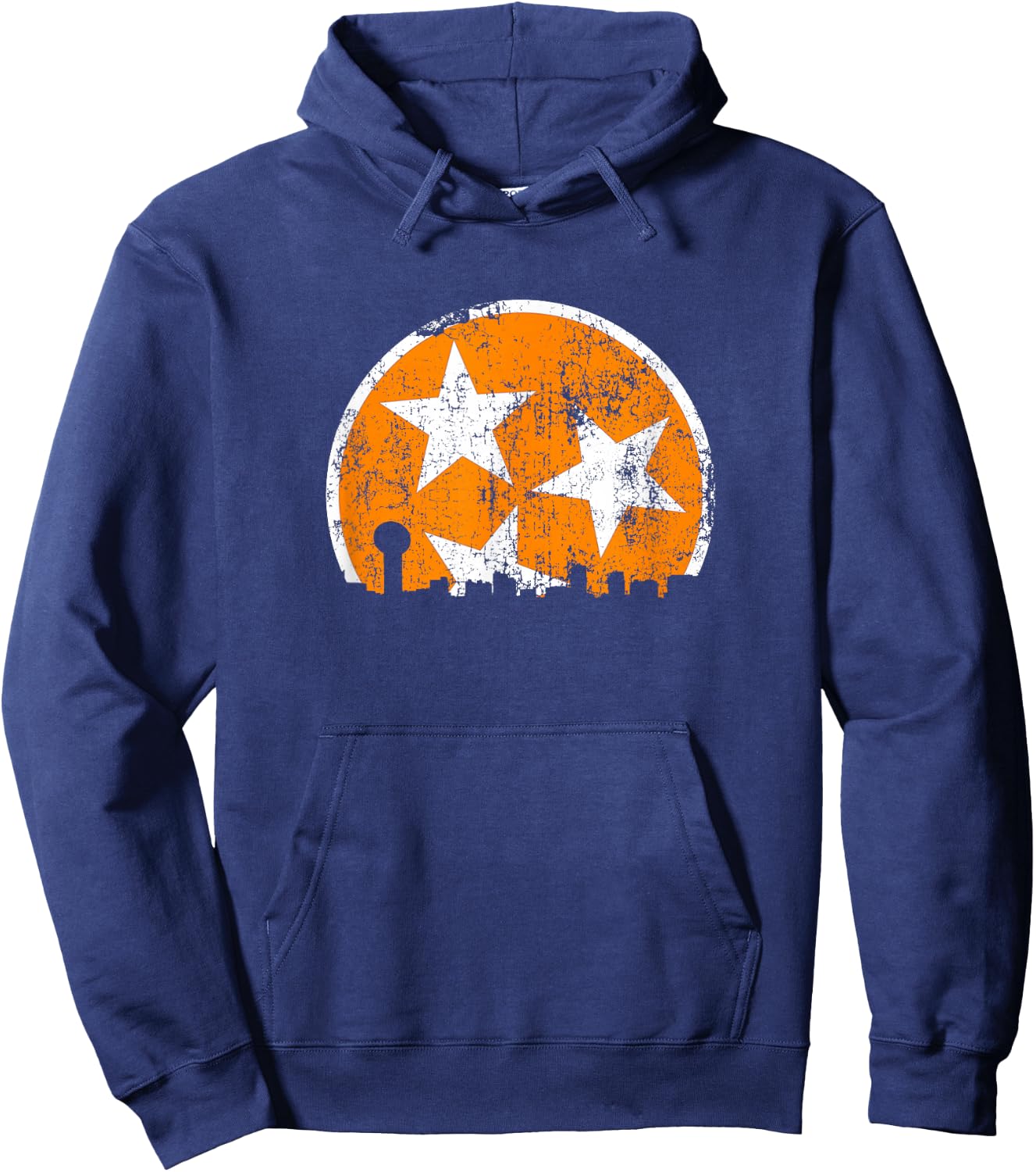Unique Orange & White Tennessee State Flag Knoxville Skyline Hoodie - Hoodie | Navy