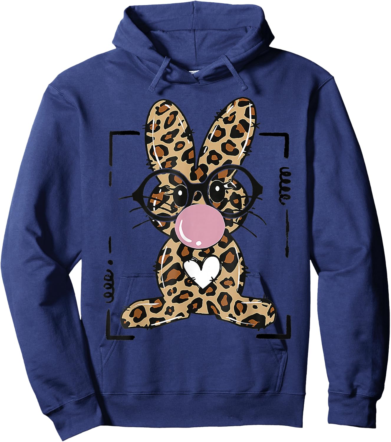 Leopard Rabbit Bunny Blowing Bubble Gum Easter Day Hoodie - Hoodie | Navy