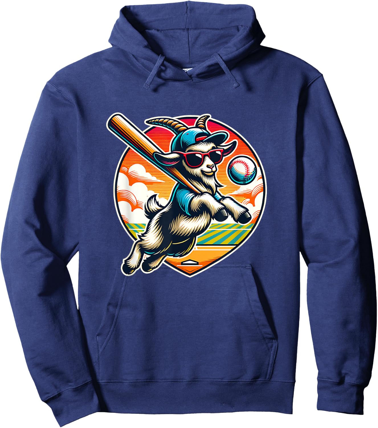 Goat Baseball Player Cool Sports Fan Art Hoodie - Hoodie | Navy