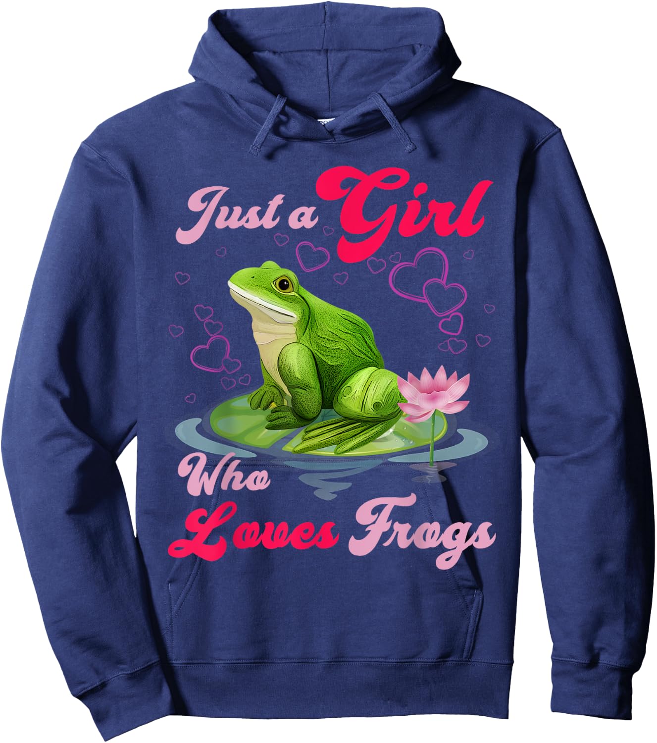 Cute and Funny Just a Girl Who Loves Frogs Women and Moms Hoodie - Hoodie | Navy
