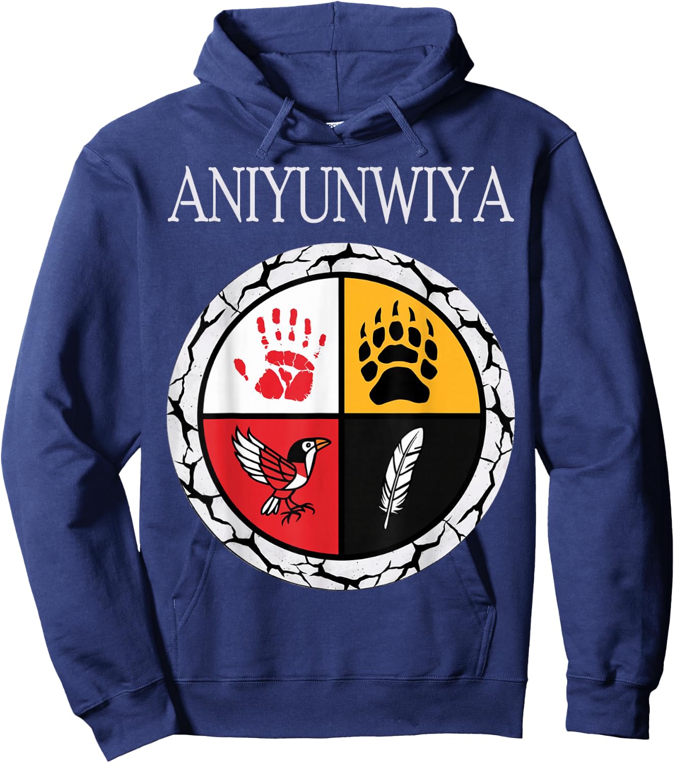 Aniyunwiya Cherokee Nation Native American Medicine Wheel Hoodie - Hoodie | Navy