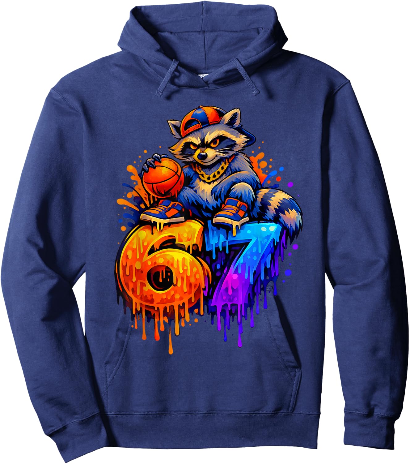 67 Basketball Waschbär Drip Kinder Jungen Jugend Mädchen Brainrot Hoodie - Hoodie | Navy