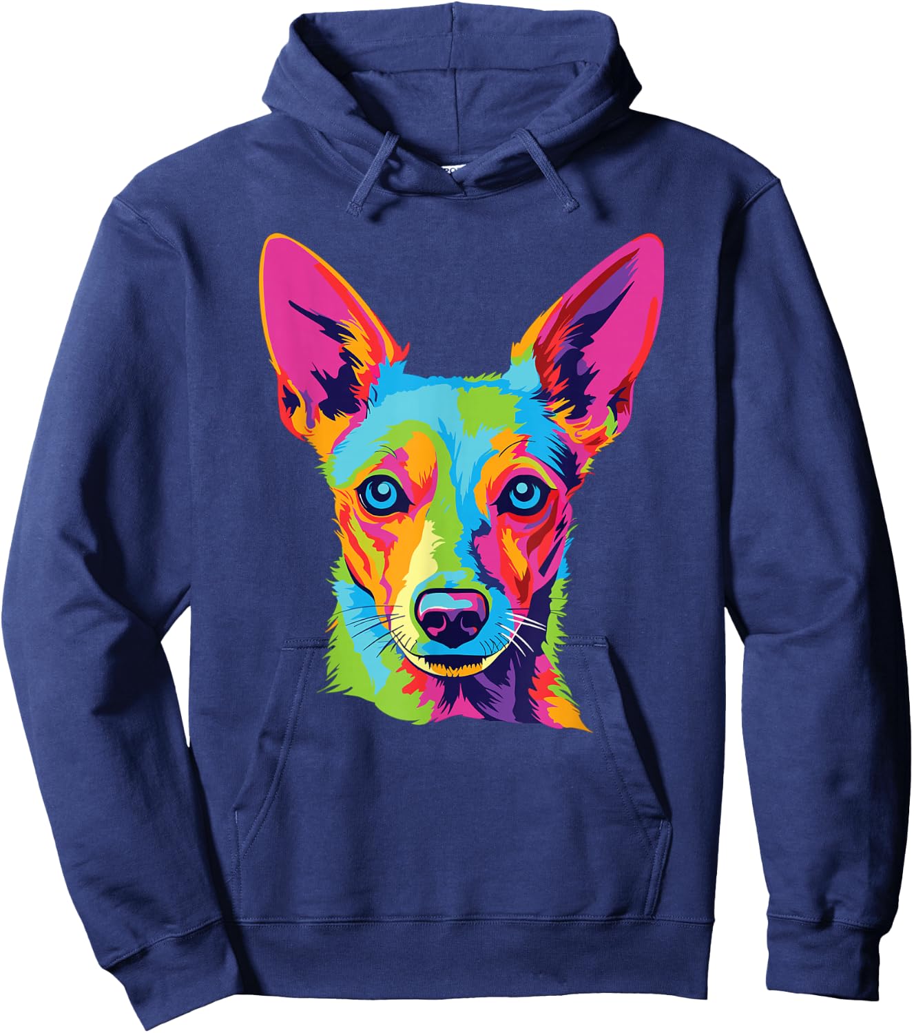 Watercolor Colorful Portuguese Podengo Pequeno Dog Hoodie - Hoodie | Navy