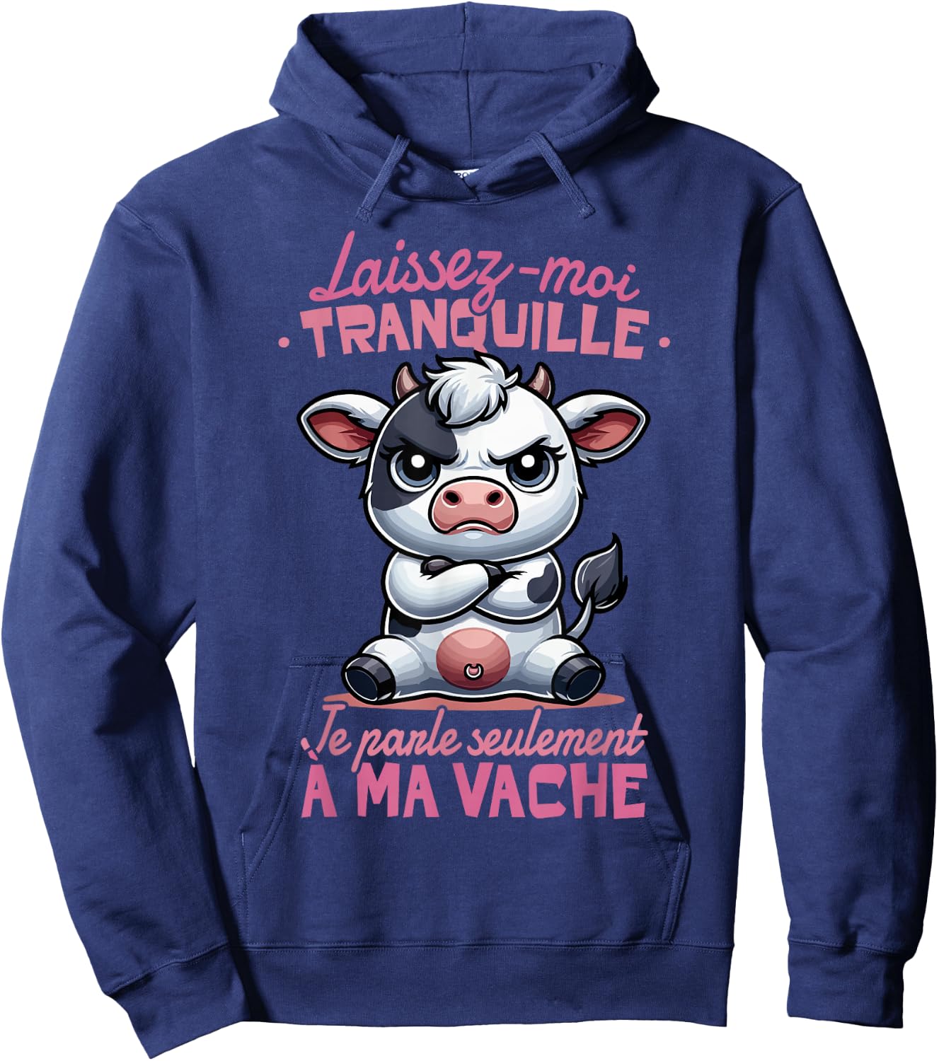 Funny Cow Woman Girl Child Je Parle à ma Vache , Black, S Hoodie - Hoodie | Navy