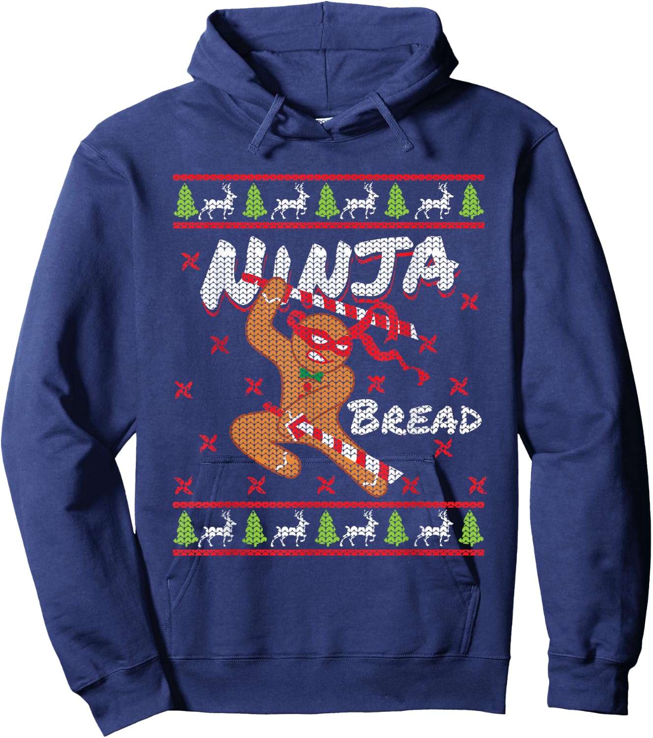 Ninjabread Man Gingerbread Ninja Ginjas Gift Ugly Christmas Hoodie - Hoodie | Navy