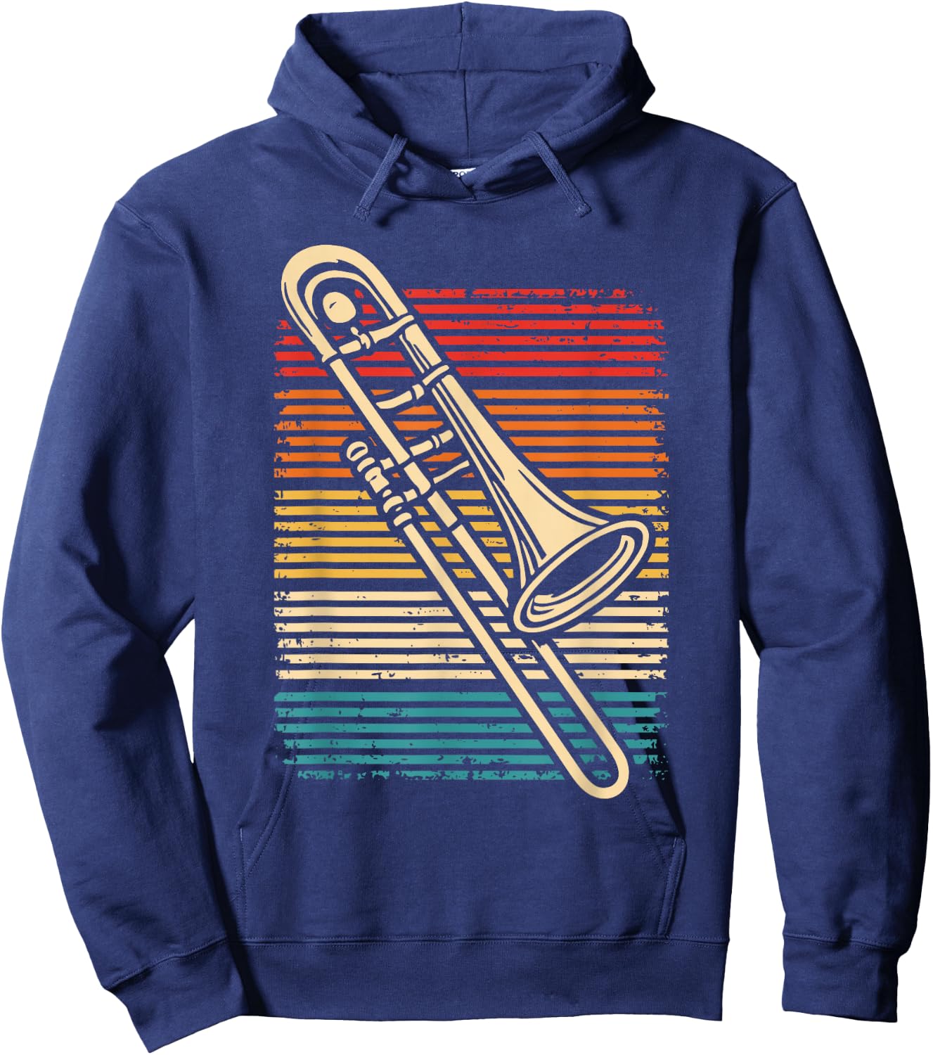 Trombone Player Marching Band Retro Jazz Trombone Hoodie - Hoodie | Navy