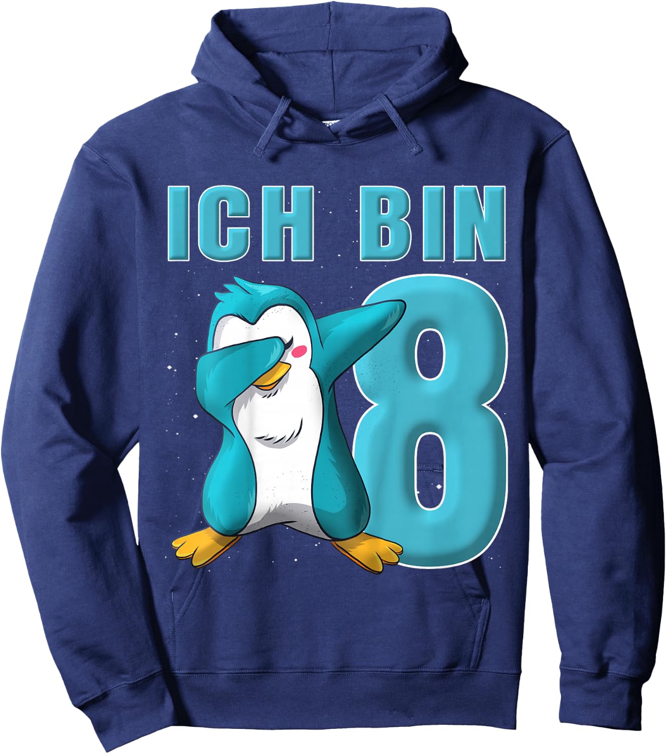 Children's Penguin 8 Years Boys Girls Penguin 8 Birthday , black, 80 Hoodie - Hoodie | Navy