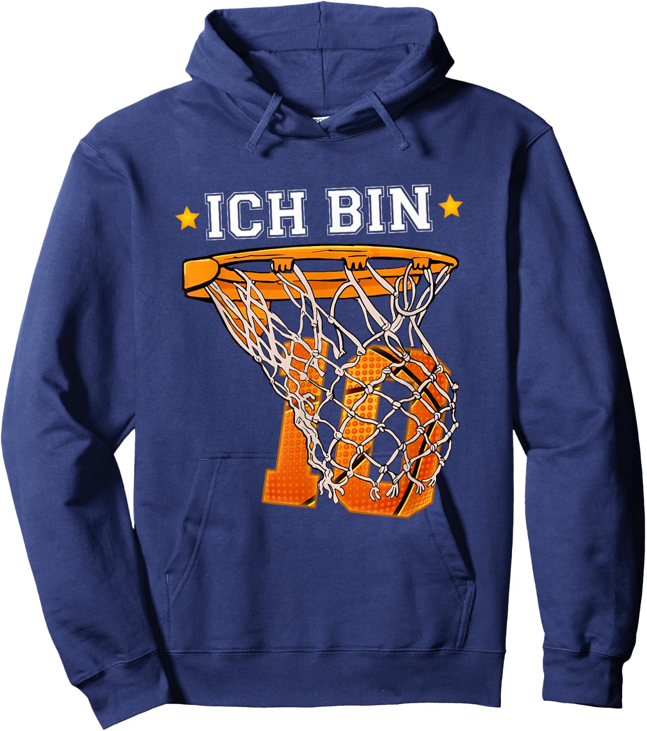 Ich Bin 10 Basketball Boy Girl 10 Years 10th Birthday , black Hoodie - Hoodie | Navy