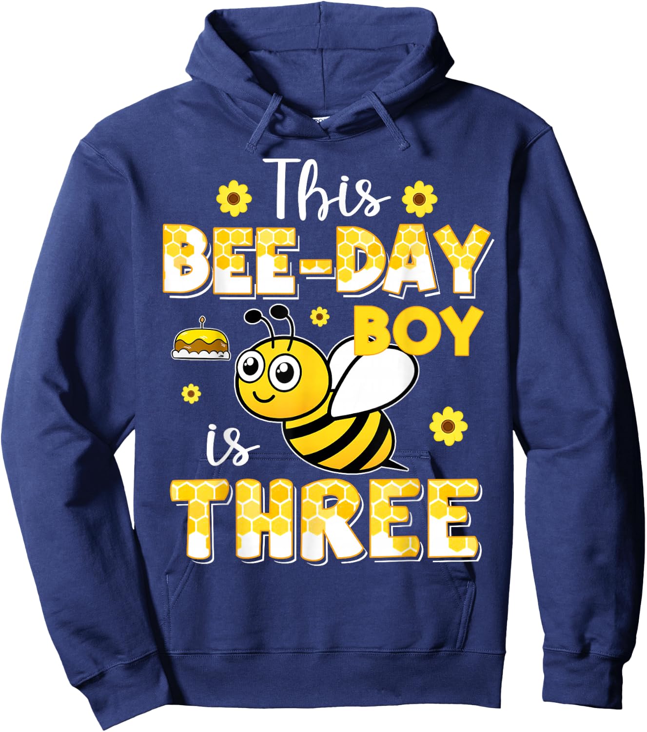 This Bee-Day Boy Is Three 3 Years Old 3rd Birthday Bumble Hoodie - Hoodie | Navy