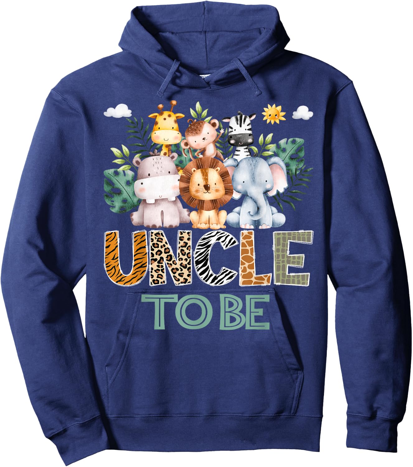 Soon To Be Uncle Jungle Animal Safari Gender Reveal Hoodie - Hoodie | Navy