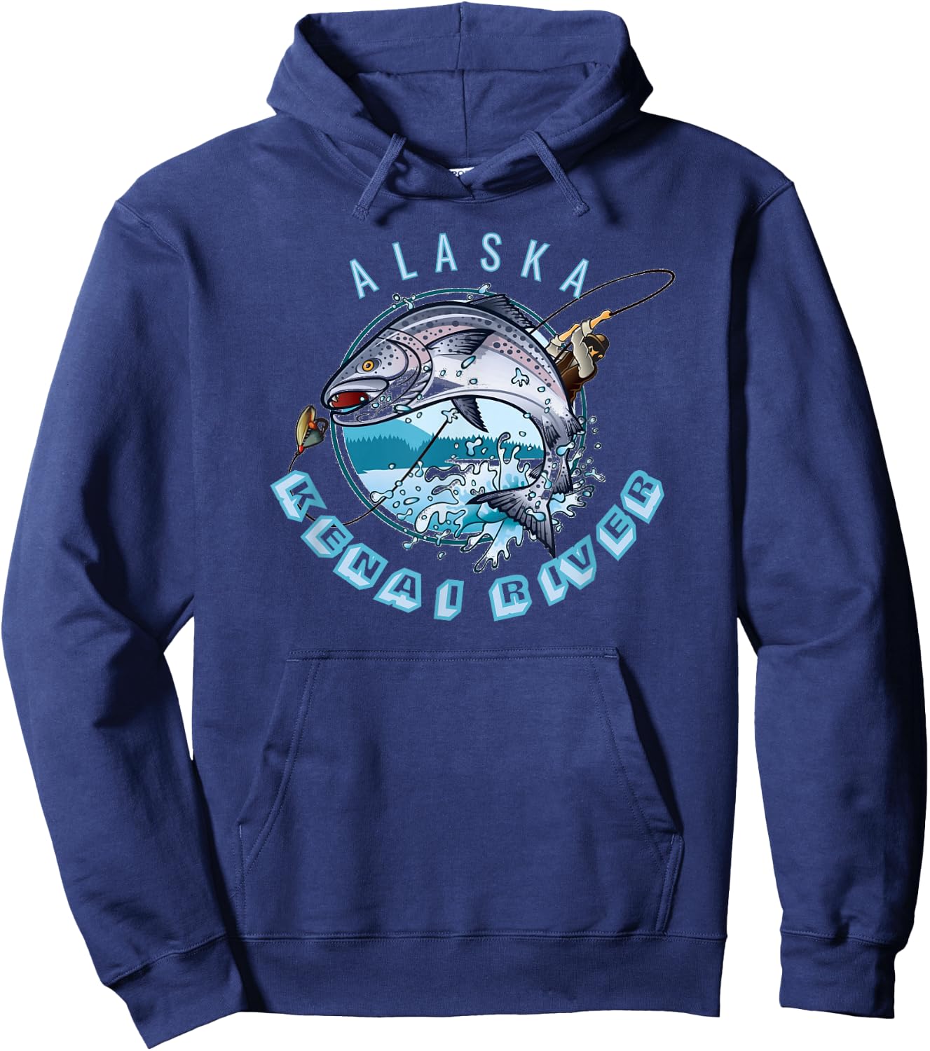 Kenai River Alaska Alaskan Salmon Fishing Trip AK Souvenir Hoodie - Hoodie | Navy