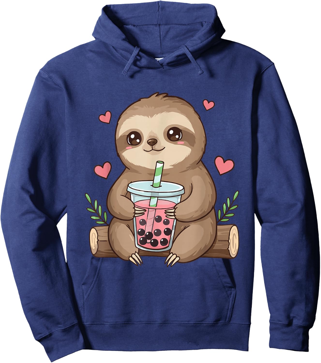 Cute Sloth Boba Bubble Milk Tea Kawaii Women Girls Sloth Hoodie - Hoodie | Navy