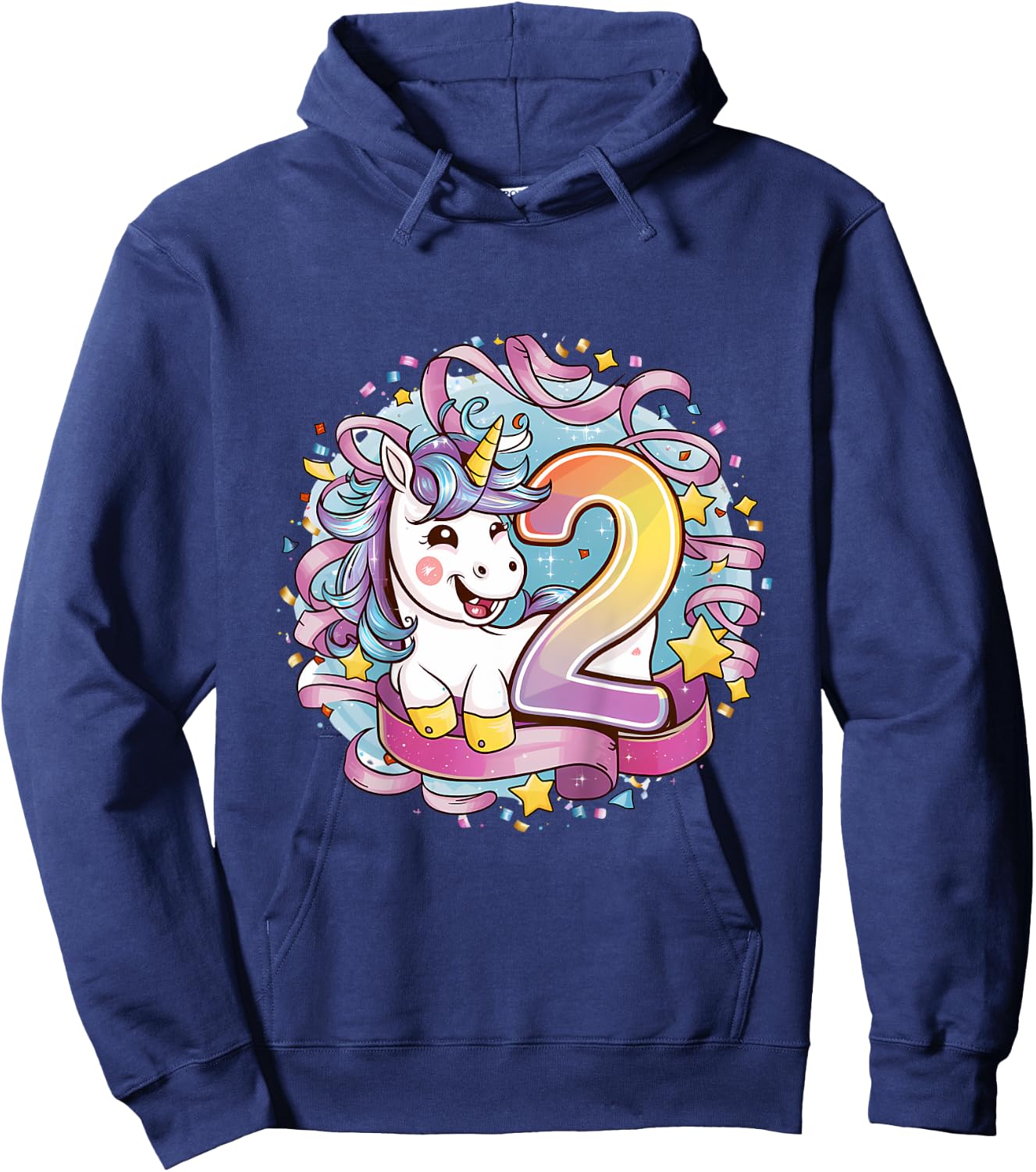 Kids Magical Unicorn Birthday Gift Kids Personalized - 2 Year Hoodie - Hoodie | Navy