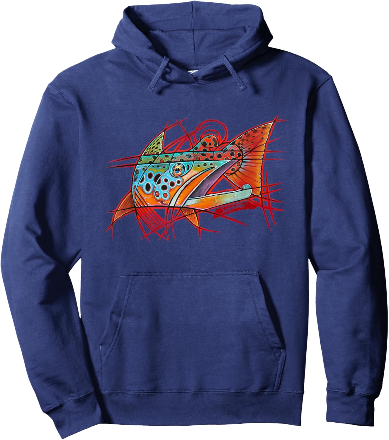 Cubist Brown Trout Fishing Derek DeYoung Hoodie - Hoodie | Navy