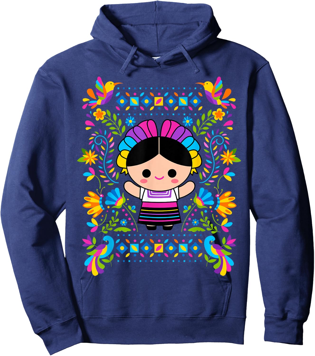 Viva Mexico Mexican Girl Flag Independence Day Girls Kids Hoodie - Hoodie | Navy