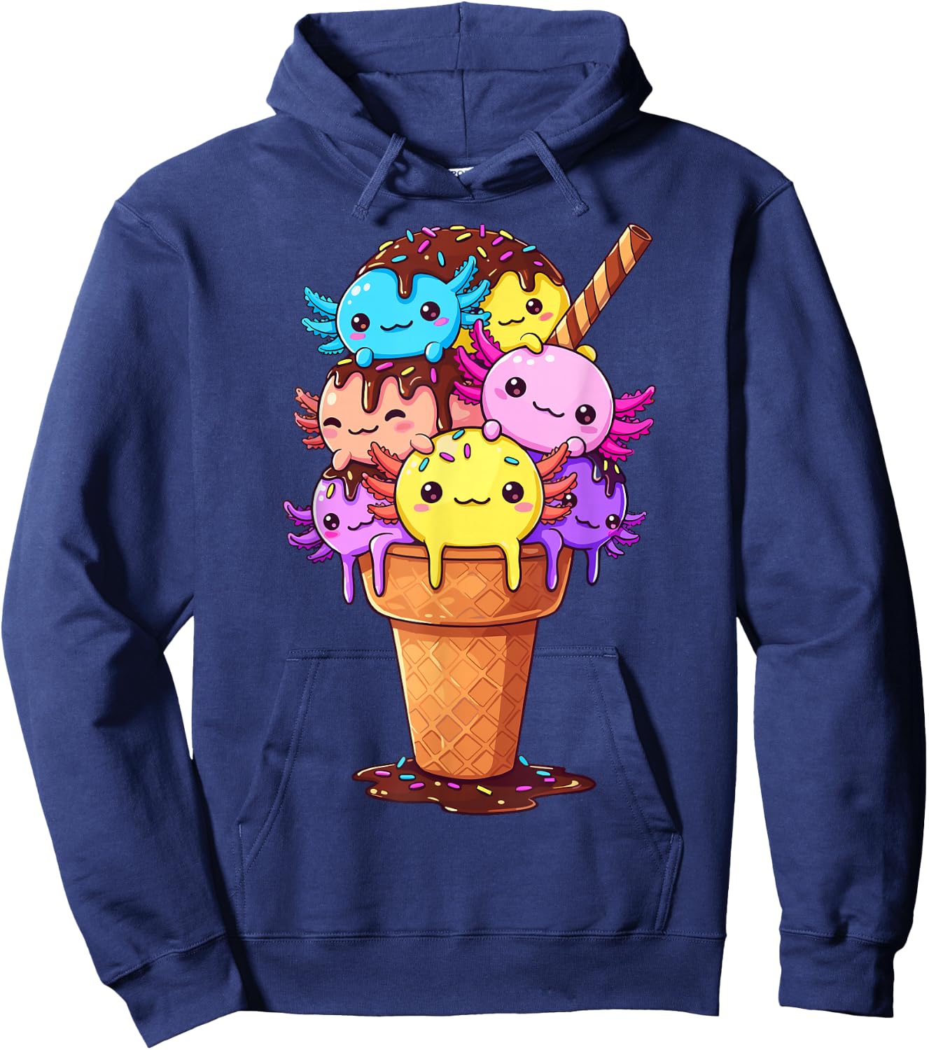 Axolotls Ice Cream Funny Axolotl Hoodie - Hoodie | Navy