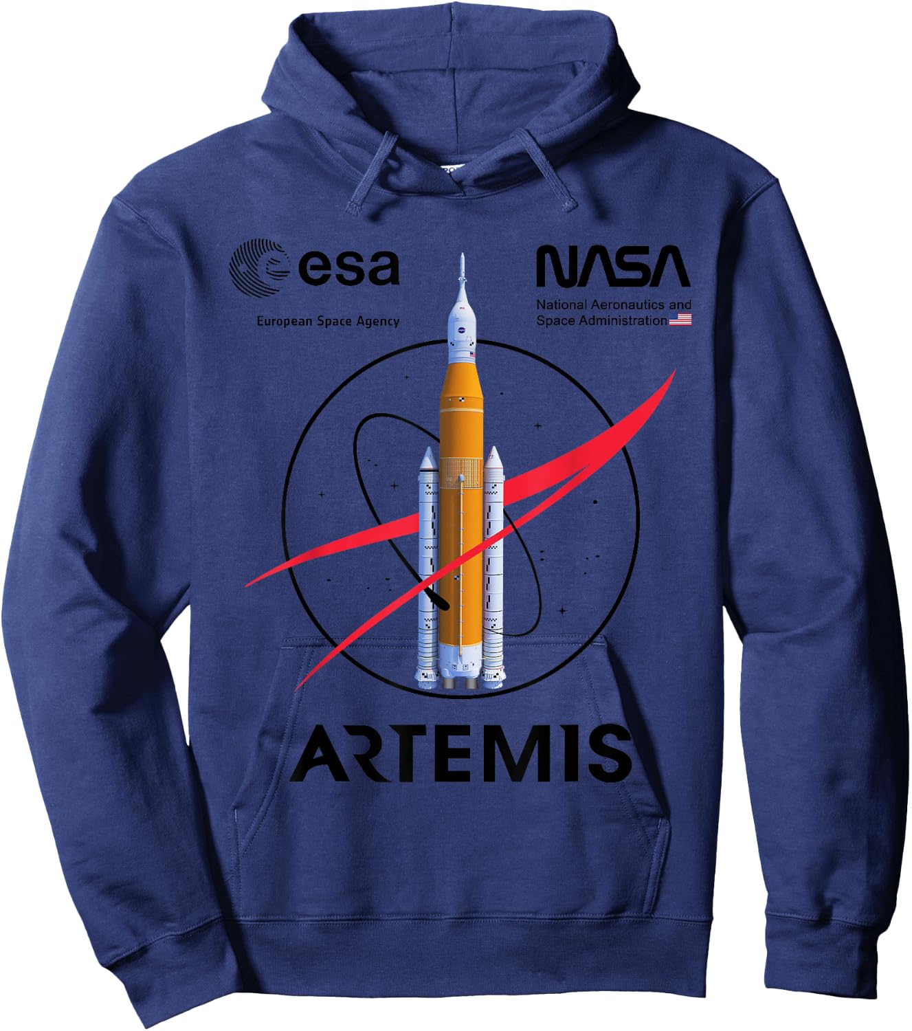 NASA Artemis Mission SLS Worm und ESA Logo Hoodie - Hoodie | Navy