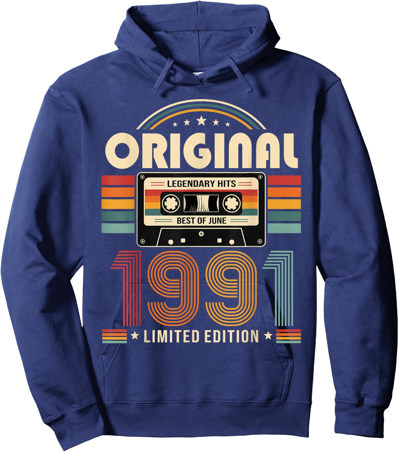 35e Anniversaire Cadeau Homme Juin 1991 Cassette Hoodie - Hoodie | Navy