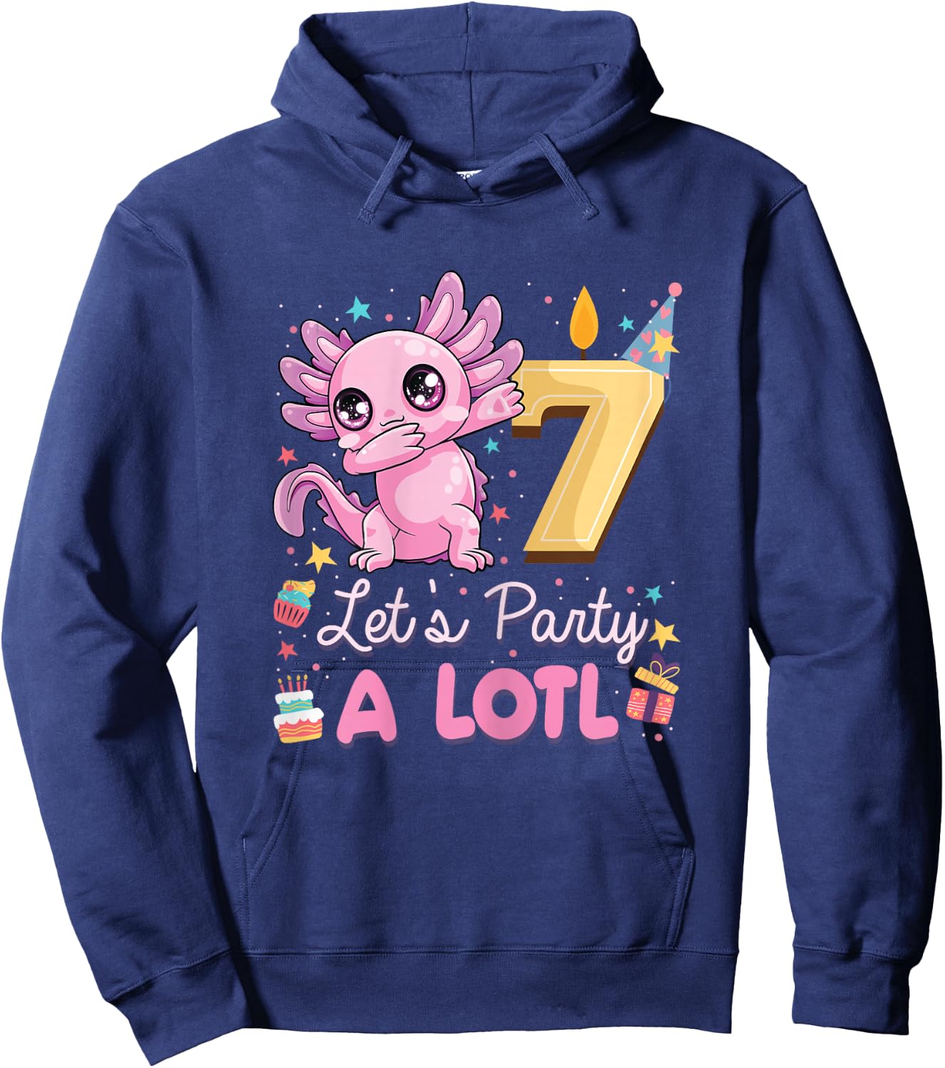 I'm 7 Let's Party A Lotl 7th Birthday Cute Axolotl Lovers Hoodie - Hoodie | Navy