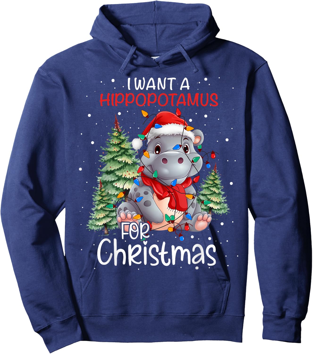 I Want A Hippopotamus For Christmas Xmas Hippo for Kid Women Hoodie - Hoodie | Navy