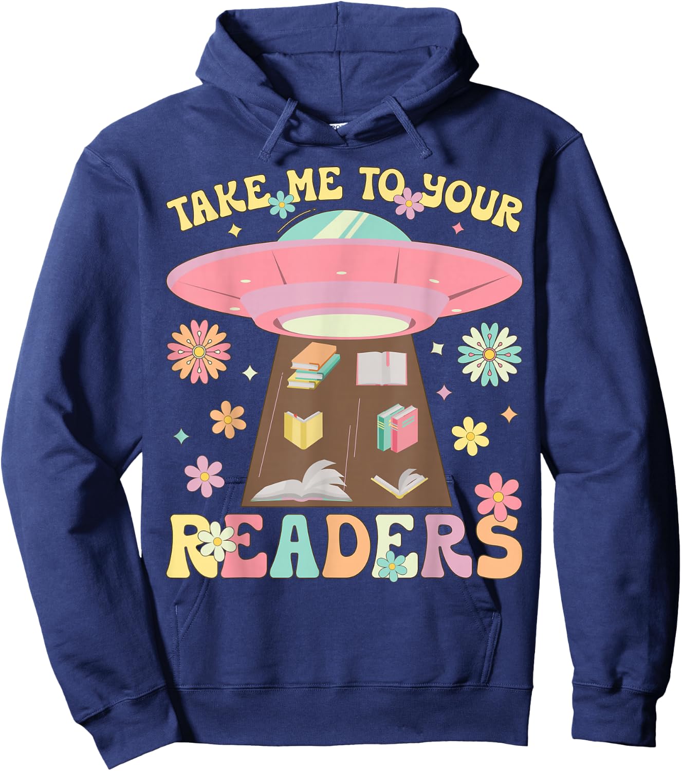 Take Me To Your Readers Groovy Book Reader Book Reading Hoodie - Hoodie | Navy