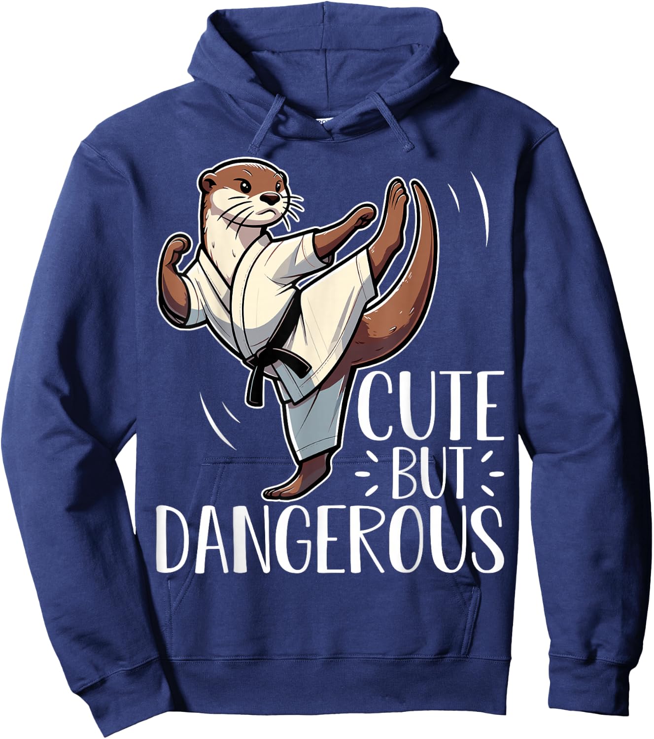 Cute but Dangerous Karate Taekwondo Otter Karate Girl Hoodie - Hoodie | Navy