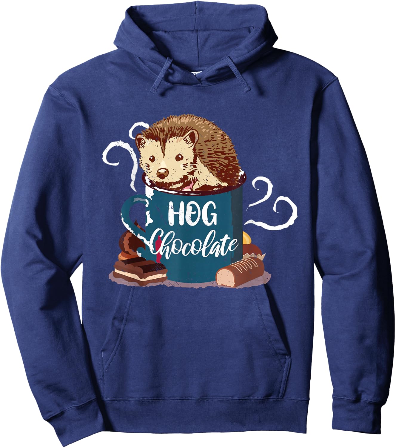 Hedgehog Hot Chocolate Porcupine Hedgehog Forest Animal Hoodie - Hoodie | Navy