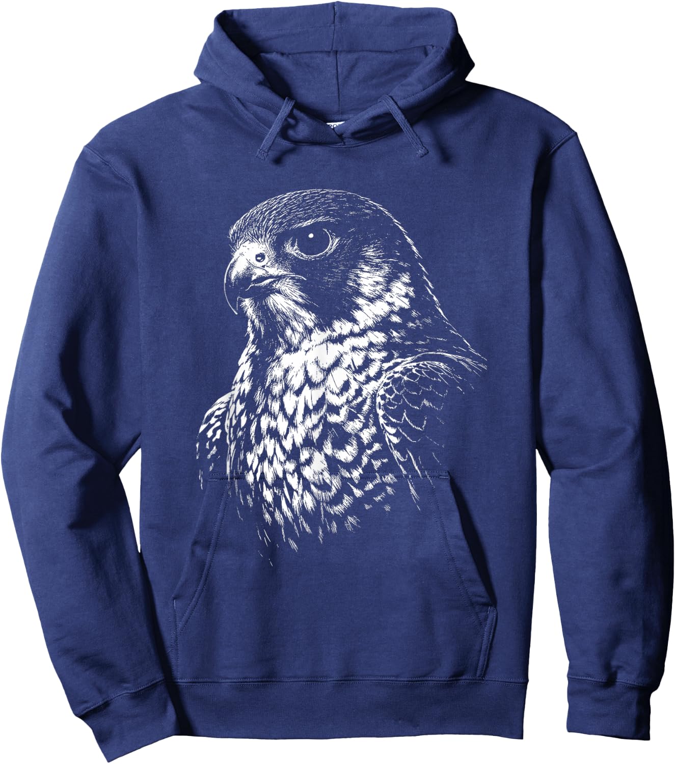 Falcon Portrait Black and White Animal Lover Hoodie - Hoodie | Navy