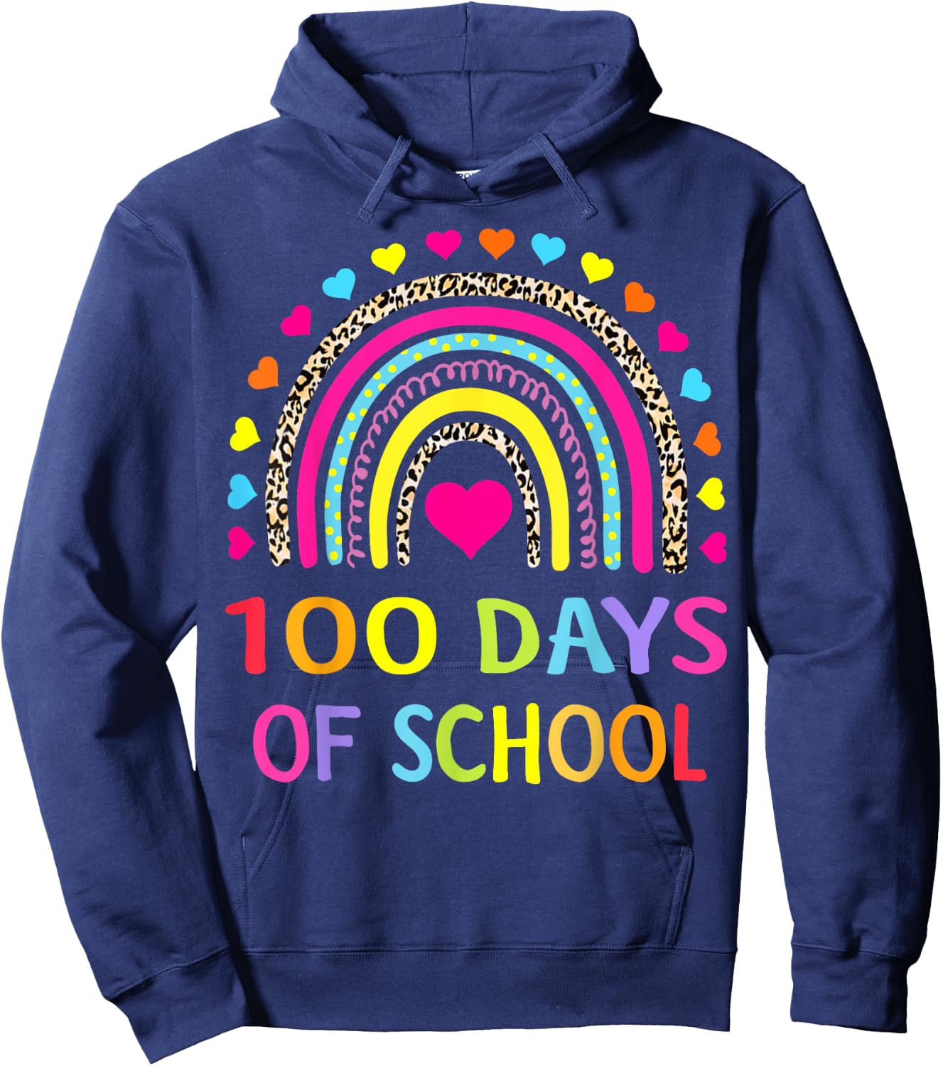 Cute 100 Days of School Rainbow 100th Day of School Hoodie - Hoodie | Navy