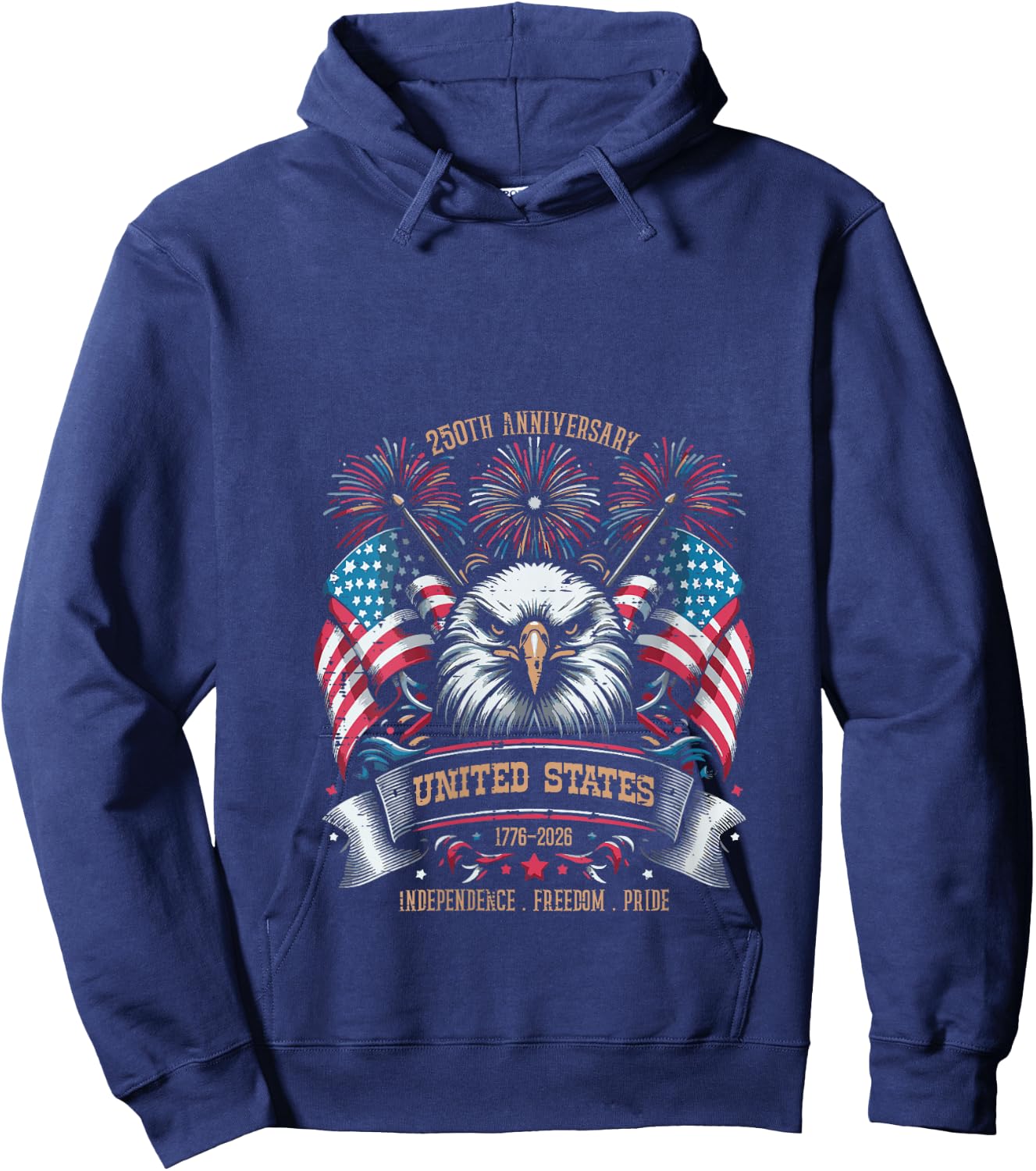 Women's 250th Anniversary United States Eagle 250 Years Men Women V-Neck Hoodie - Hoodie | Navy