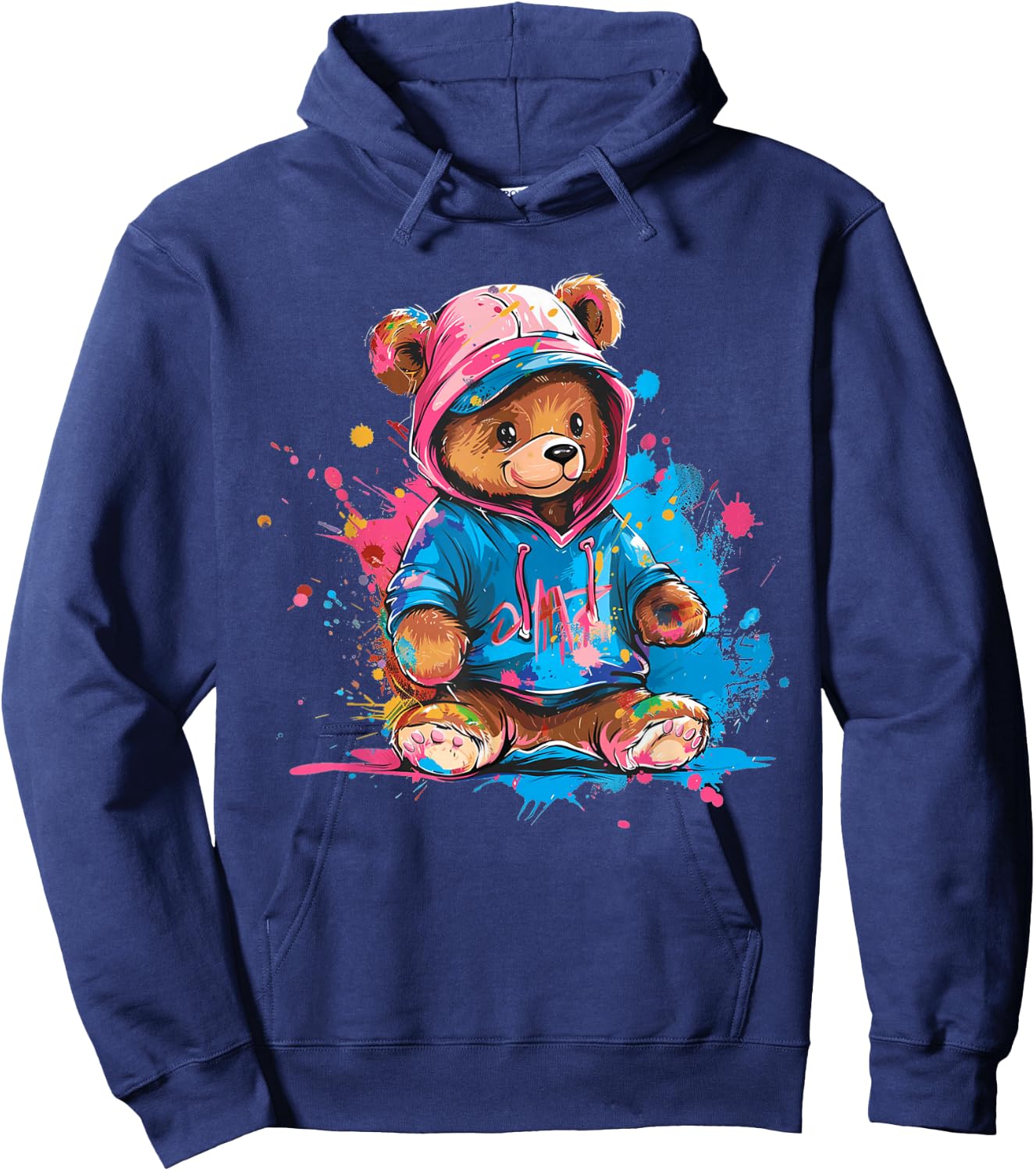 Colourful Teddy Bear Men's Women's Children's , black Hoodie - Hoodie | Navy