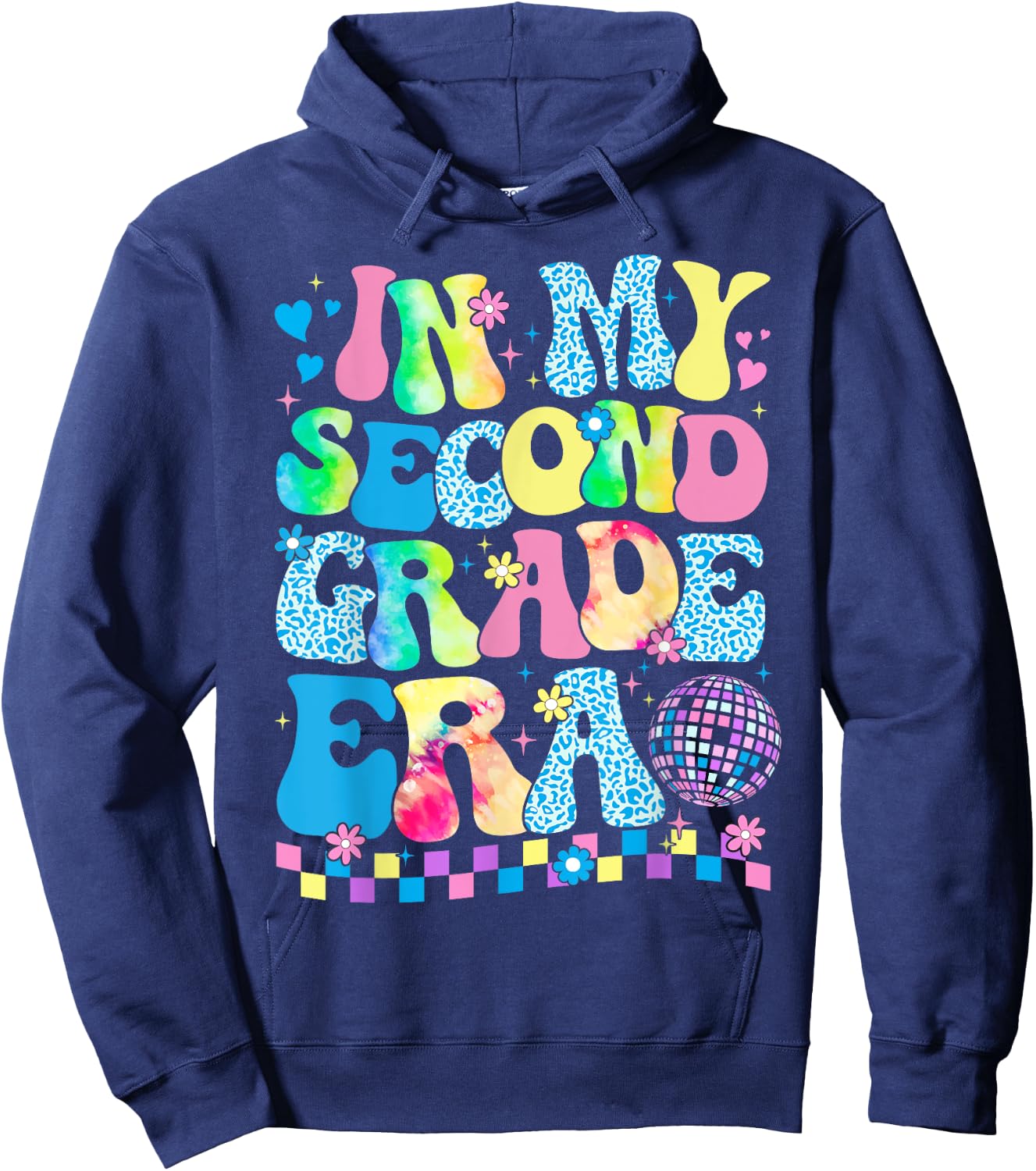 In My Second Grade Era Groovy Back To School Teachers Kids Hoodie - Hoodie | Navy