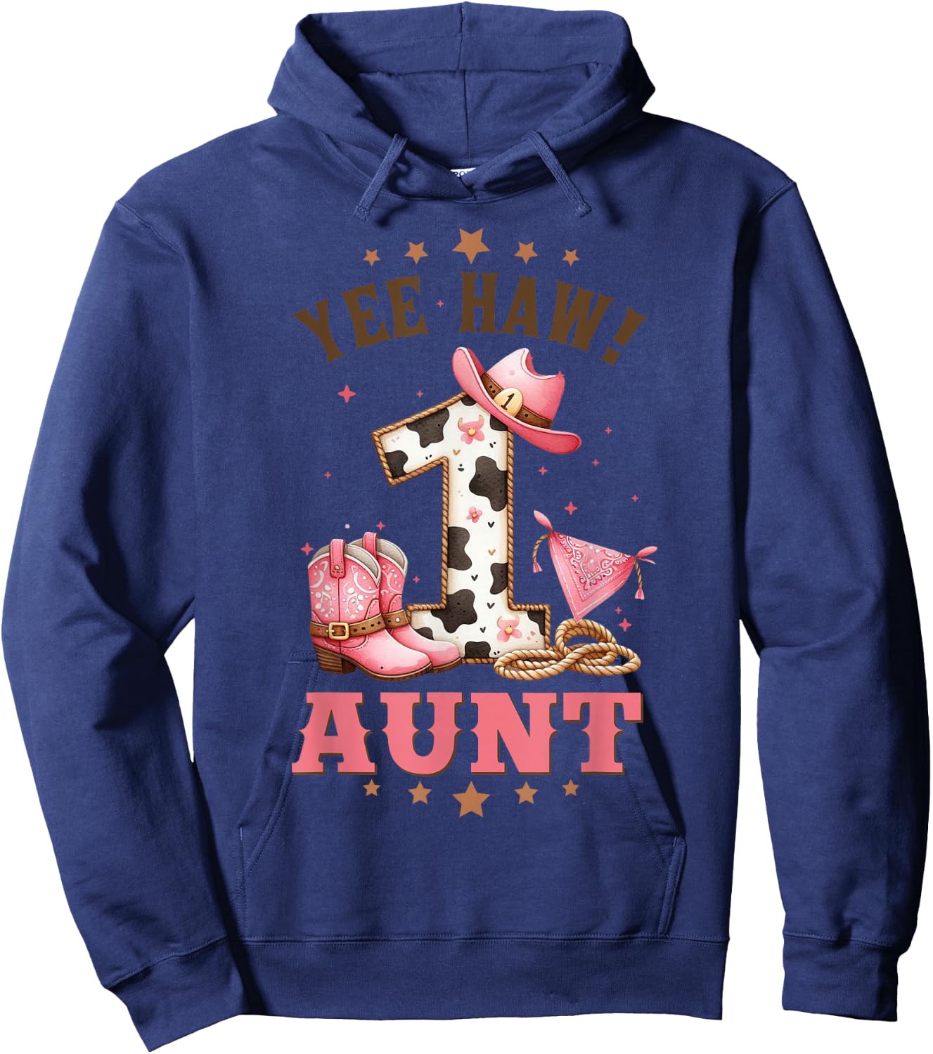 Aunt Of The Birthday Cow Girl Rodeo Cowgirl 1st Birthday Hoodie - Hoodie | Navy