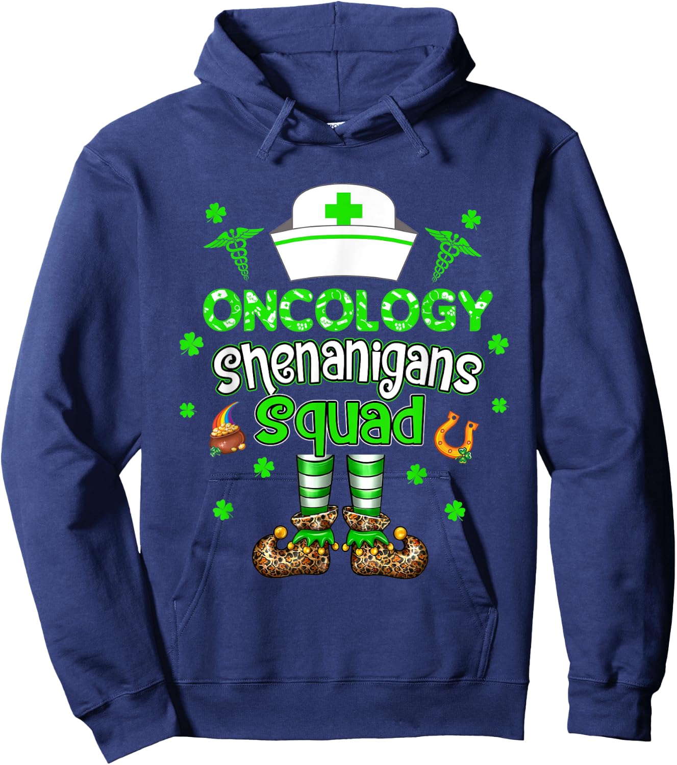 Oncology Shenanigans Squad Nurse St Patricks Day Hoodie - Hoodie | Navy