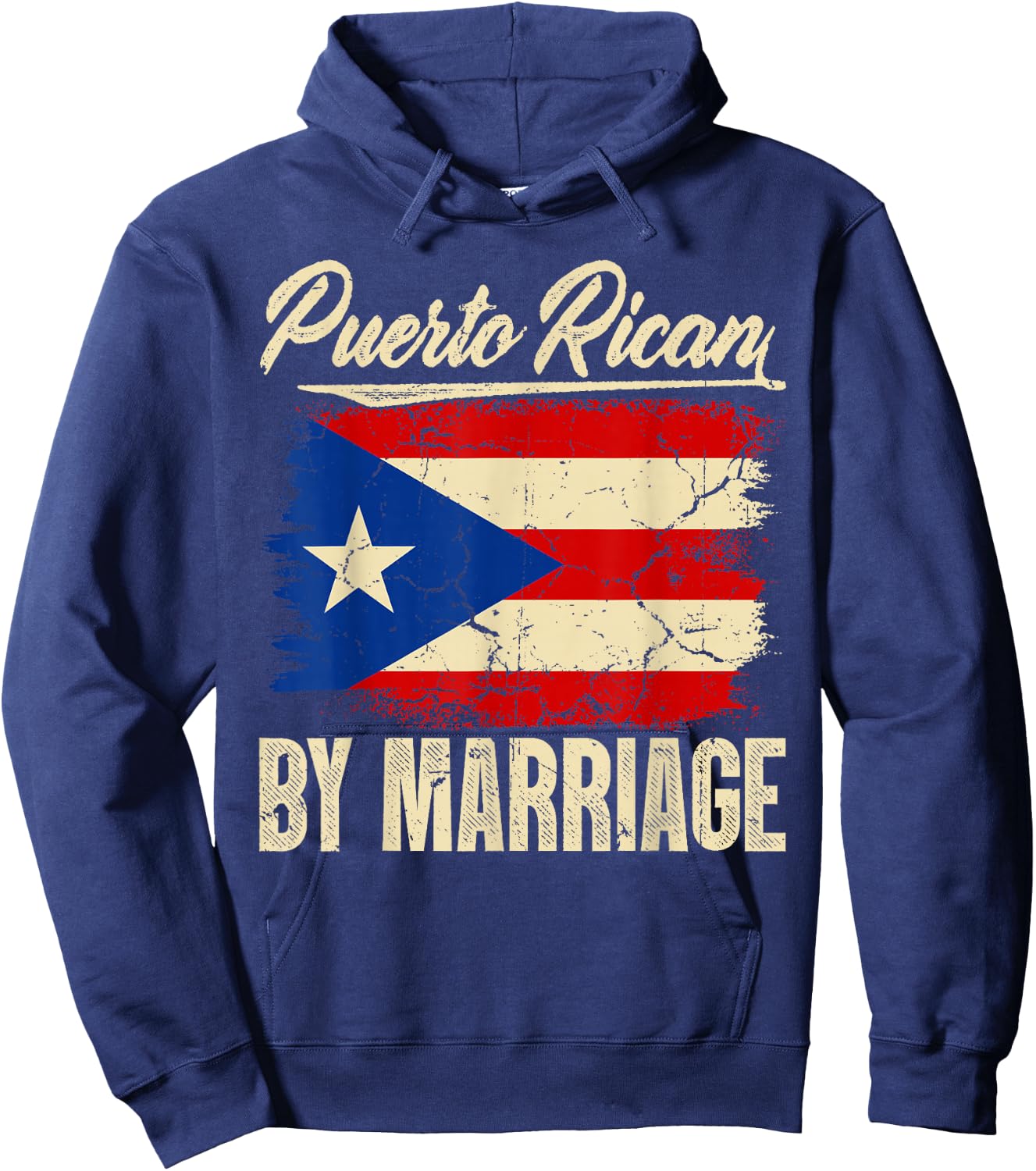 Puerto Rican by Marriage Puerto Rico Flag Funny Boricua Hoodie - Hoodie | Navy