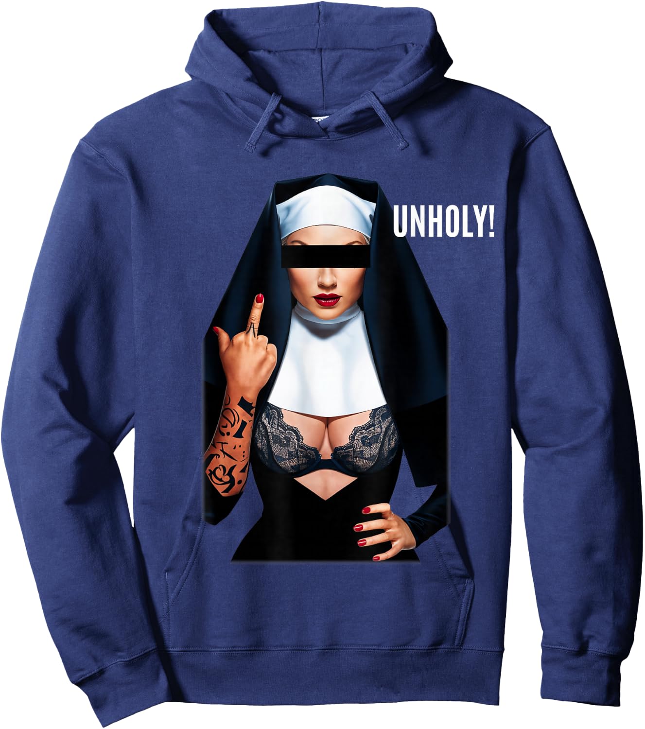 Unholy Sexy Nun Tattoo , Black, S Hoodie - Hoodie | Navy