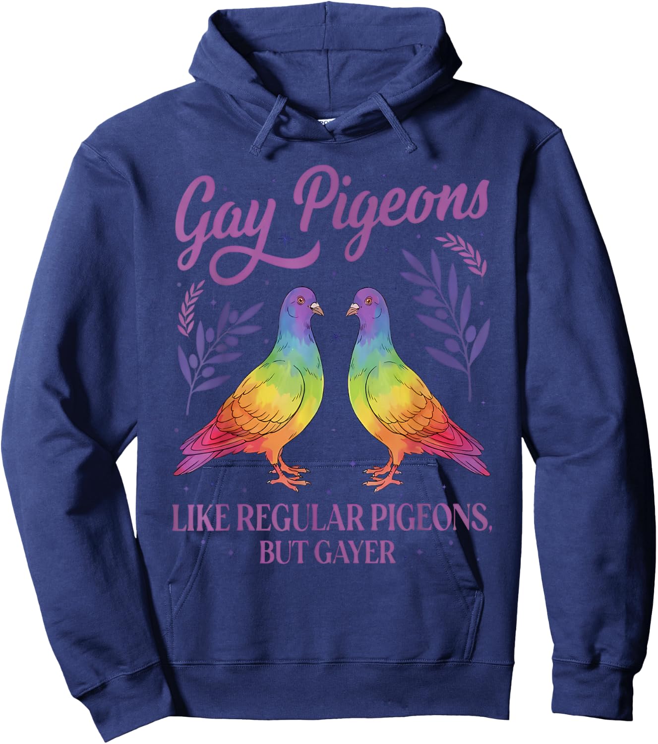 Funny Retro Gay Pigeons LGBT Pride Month Humor Sarcastic Hoodie - Hoodie | Navy