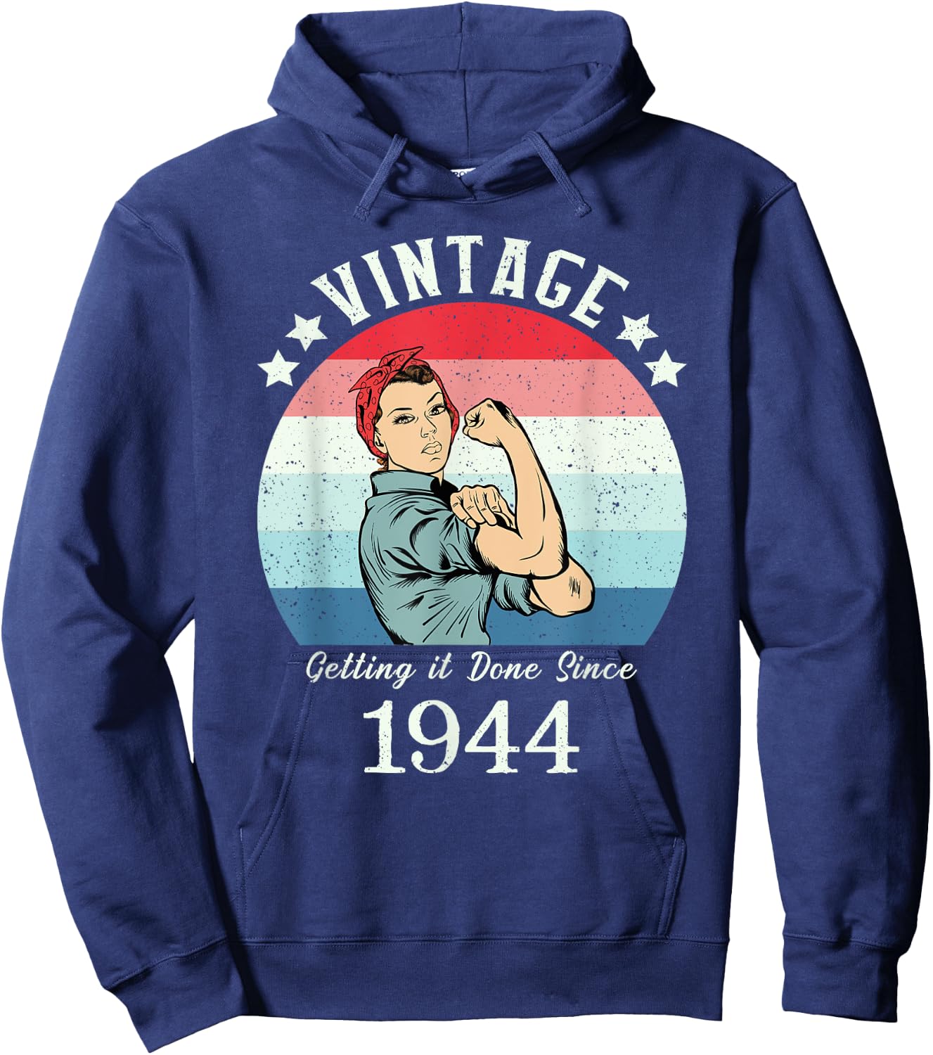 Vintage 1944 Strong Rosie Birthday Gifts Hoodie - Hoodie | Navy