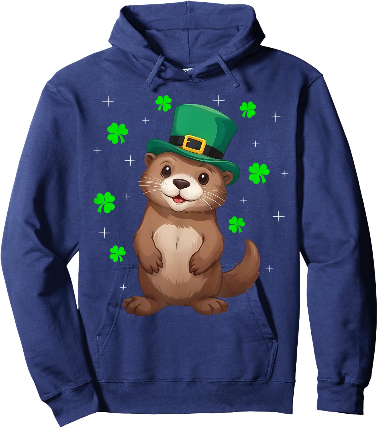 Irish Shamrock Leprechaun Hat Otter St Patrick's Day Hoodie - Hoodie | Navy