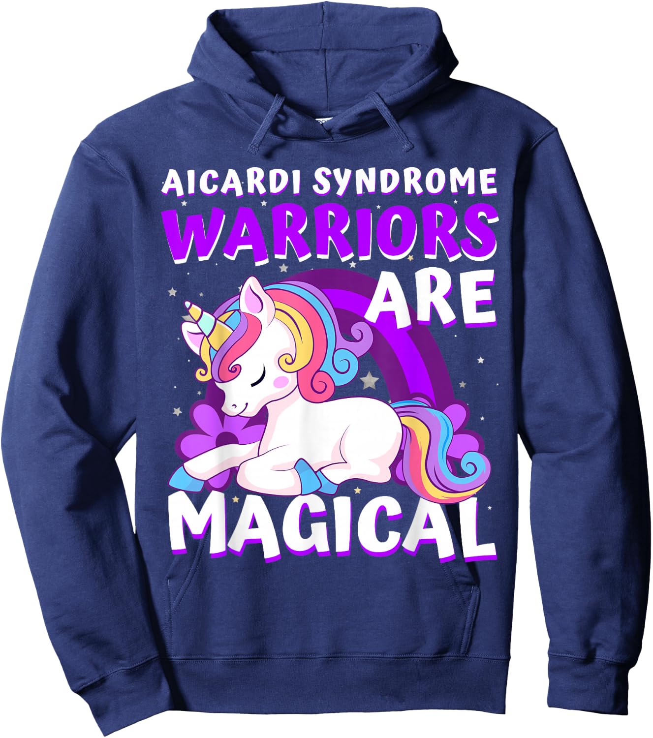 Warriors Magical Aicardi Syndrome Awareness Unicorn Purple Hoodie - Hoodie | Navy