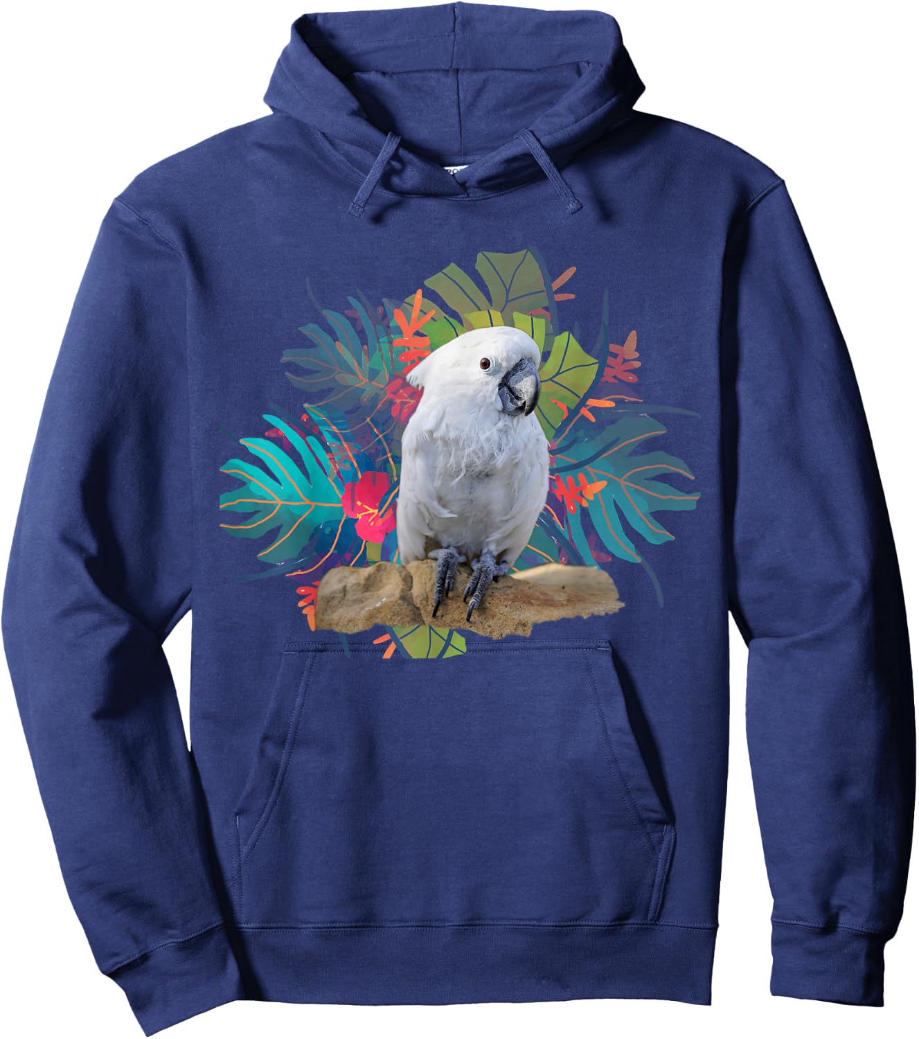Flowers and Umbrella Cockatoo Hoodie - Hoodie | Navy