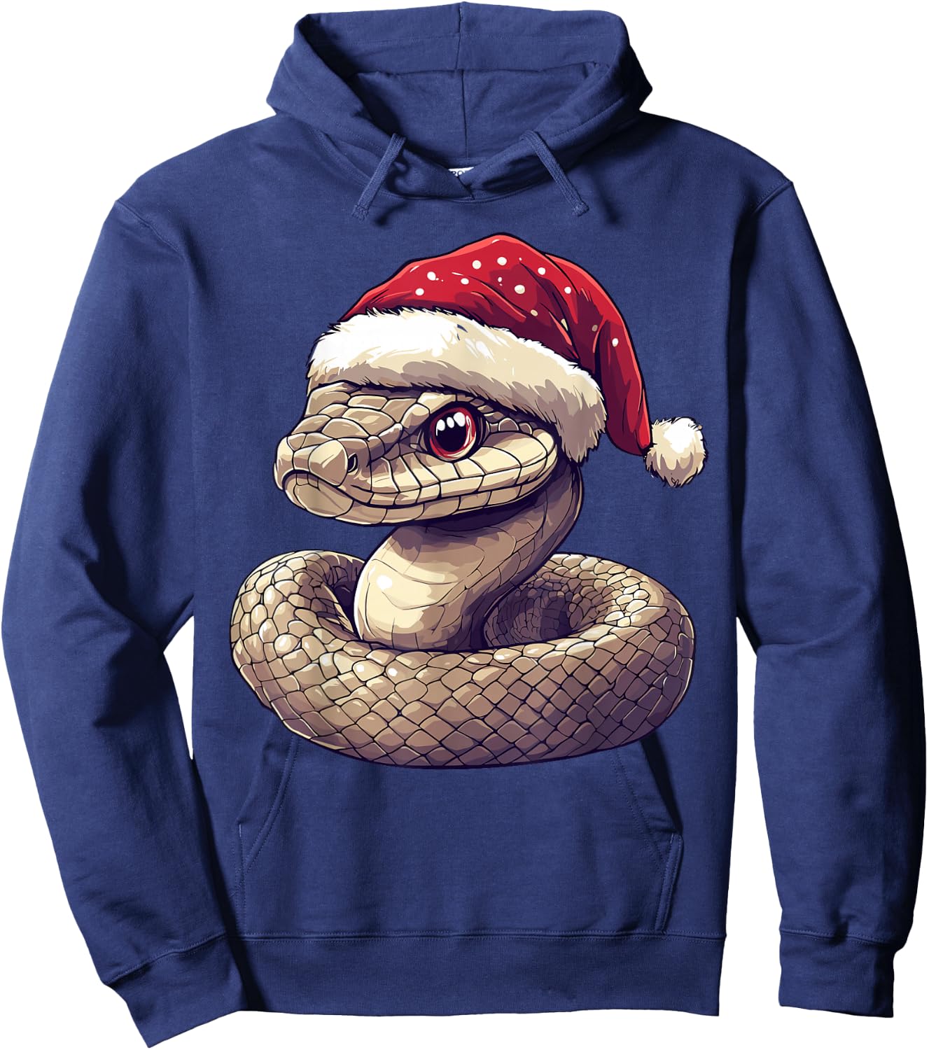 Funny Xmas Snake Lovers Christmas Pajama Snake Santa Hat Hoodie - Hoodie | Navy