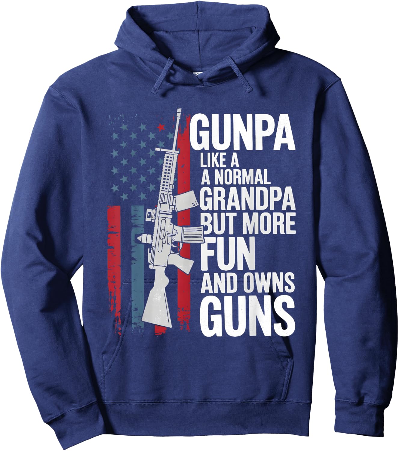 Adults Black Small Gunpa Like A Normal Grandpa But More Fun And Owns Guns Hoodie - Hoodie | Navy