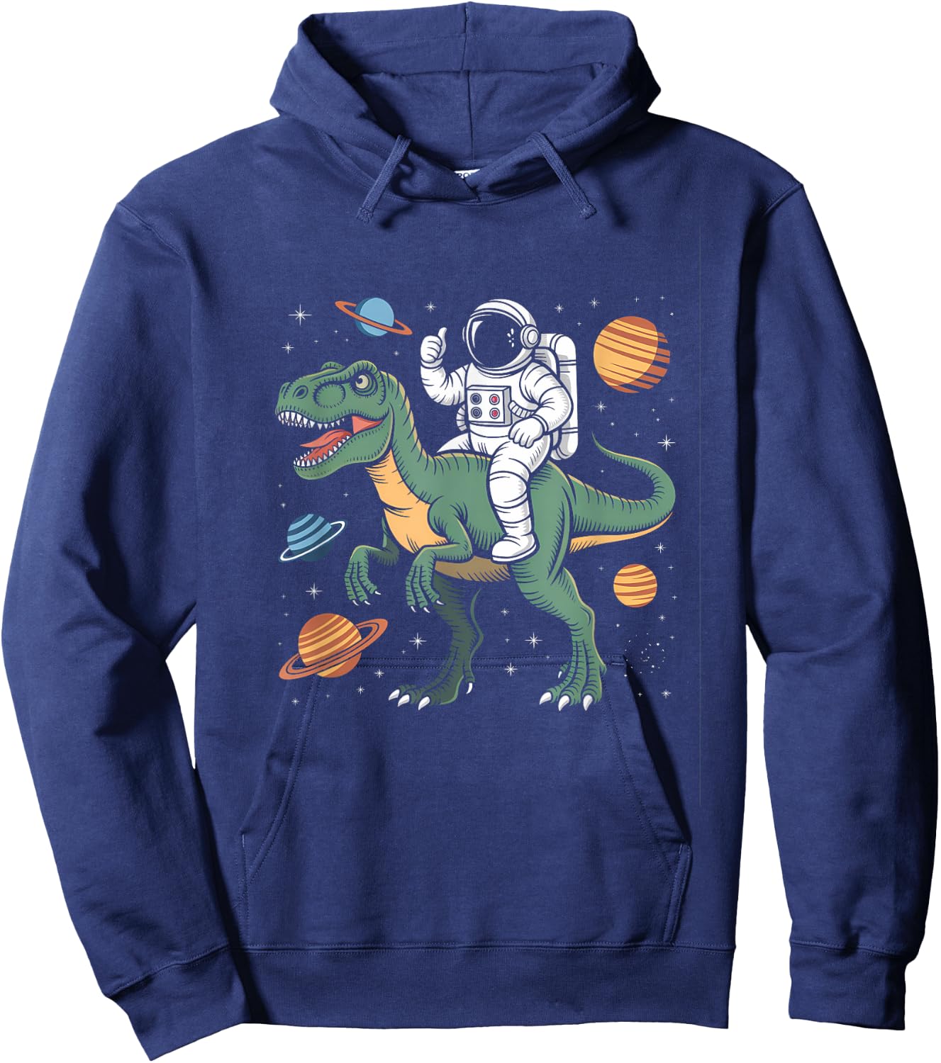 Astronaut On Dino Trex Space Rocker Boys Kids Toddler Hoodie - Hoodie | Navy