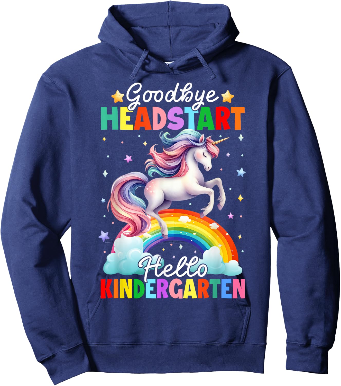 Kids Goodbye Headstart Hello Kindergarten Unicorn Graduation Hoodie - Hoodie | Navy